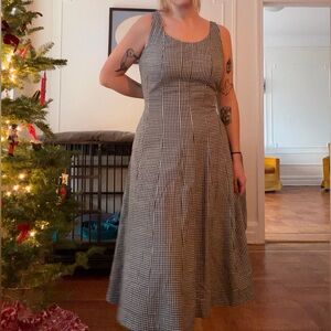 a new day Black and White Gingham Midi Dress